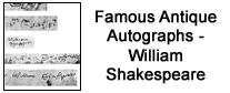 Famous Antique Autographs - William Shakespeare
